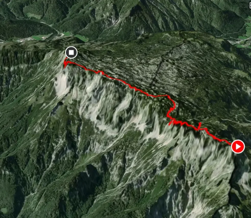 Map of a hiking on the Untersberg in Salzburg
